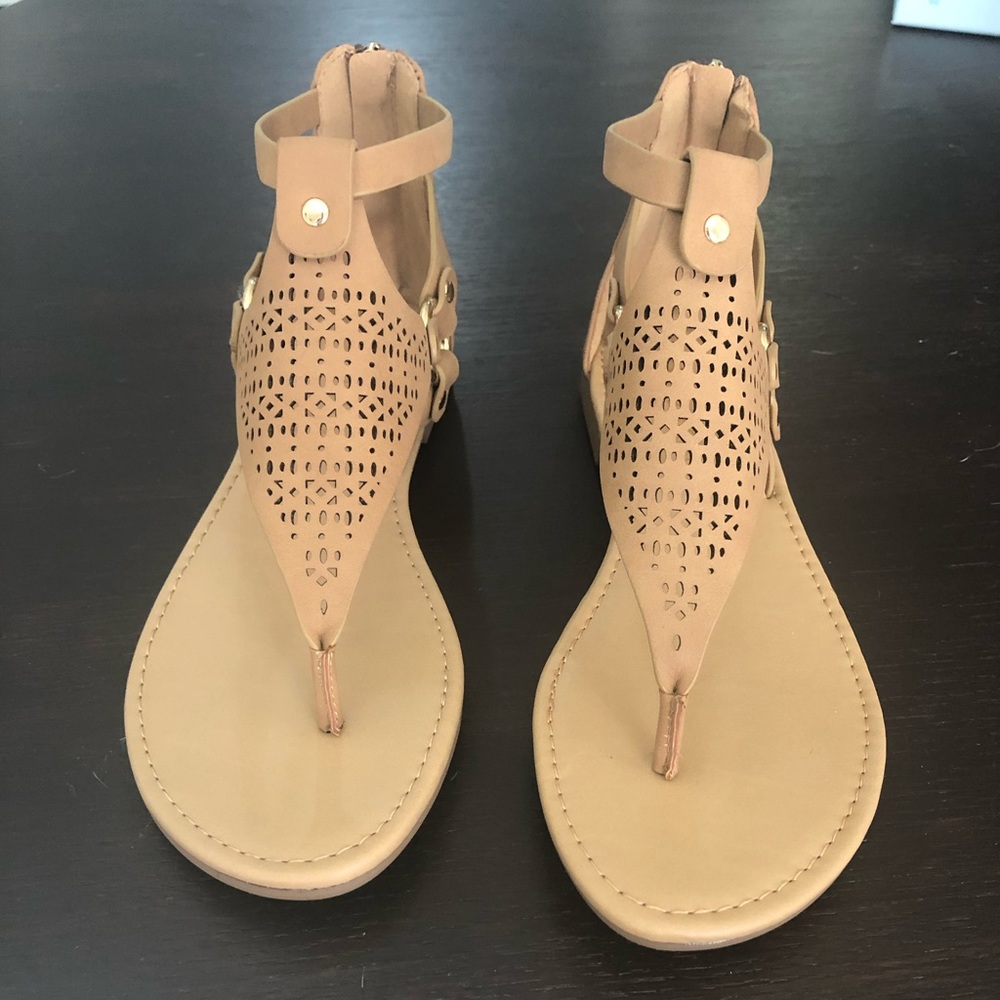 Perforated Tan Sandals - Picture 2 of 4